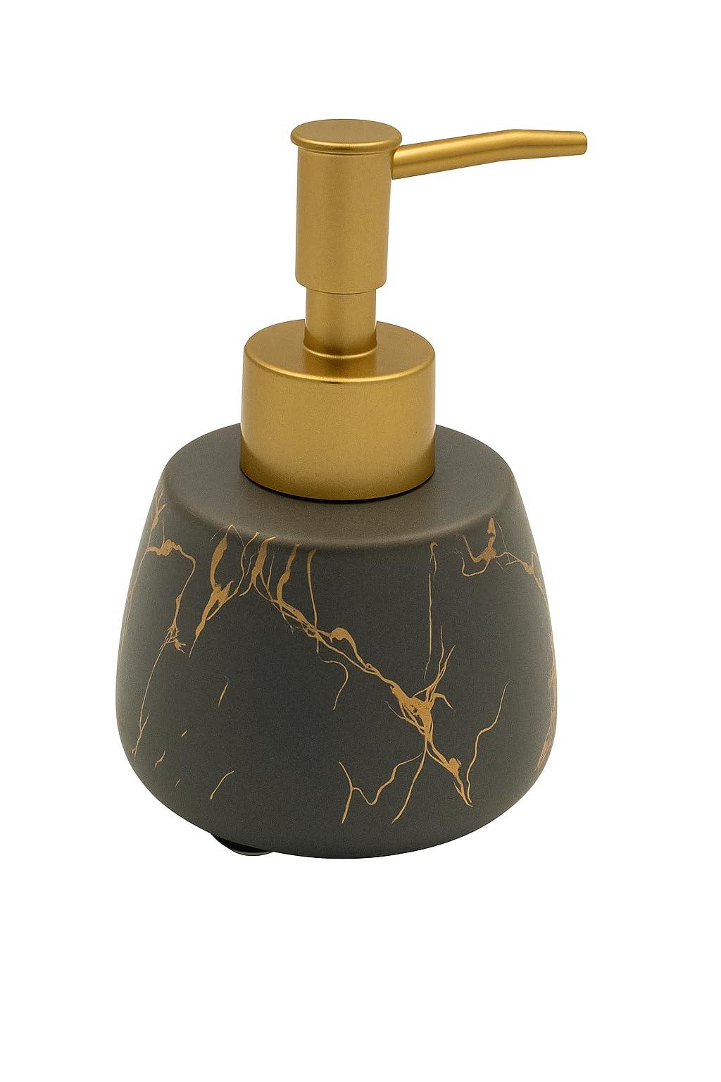BATH GURU 200 Ml Countertop Marble Finish Liquid Soap Dispenser Pump Handwash Dispenser | Bathroom Wash Basin Kitchen Sink | Grey (C-12)