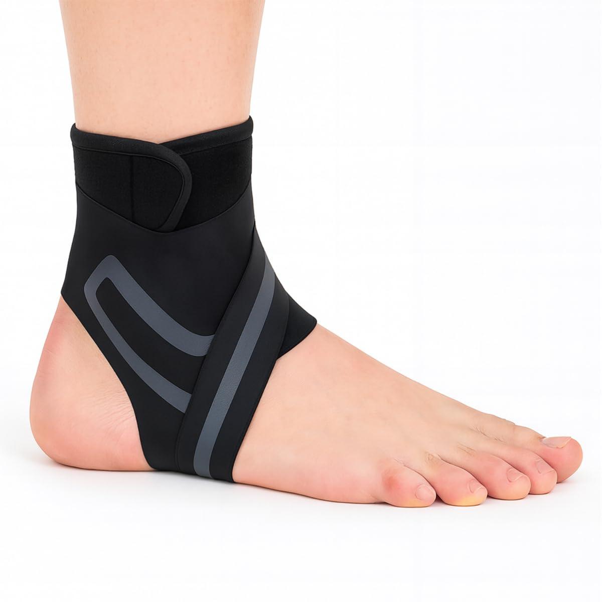 Boldfit Premium Ankle Support Compression Brace for Injuries, Ankle Protection Guard Helpful In Pain Relief and Recovery. Ankle Band For Men & Women (Ankle Brace Grey - Right)
