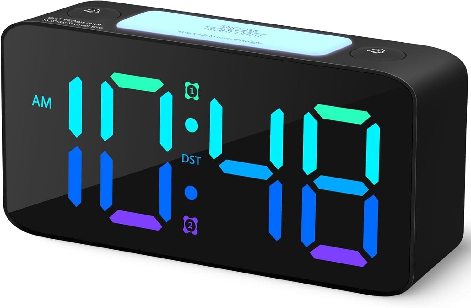 AERYS 7-Inch Digital Alarm Clock,Table Clock with1 Year Warranty,RGB Color Display,Night Light Dimmer,USB Ports,Super Loud Alarm for Heavy Sleepers for Home,Office,Student,Bedroom(RGB Colour)