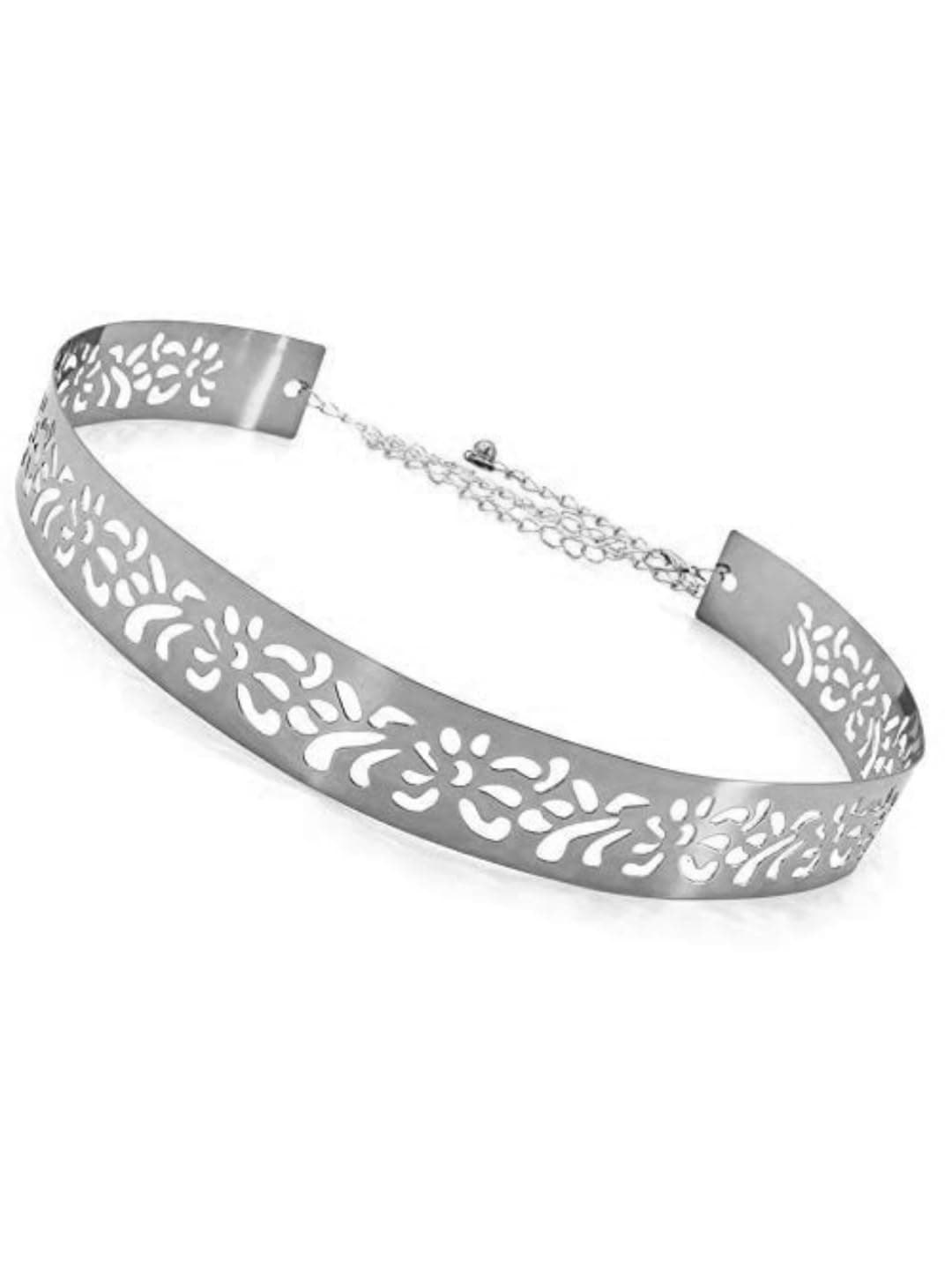 YouBella Jewellery Celebrity Inspired Adjustable Metal Plate Type Golden Kamarband Waist Belt for Women/Girls (Silver)
