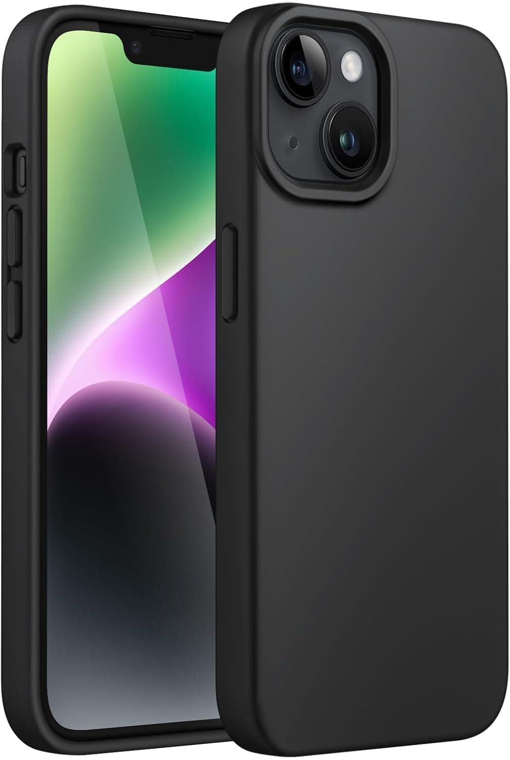 DIZORO Liquid Silicone Compatible for iPhone 14 Plus Case Gel Rubber with Microfiber Lining Non-Slip Full Body Protective Shockproof Back Cover - Black, 6.7 inch