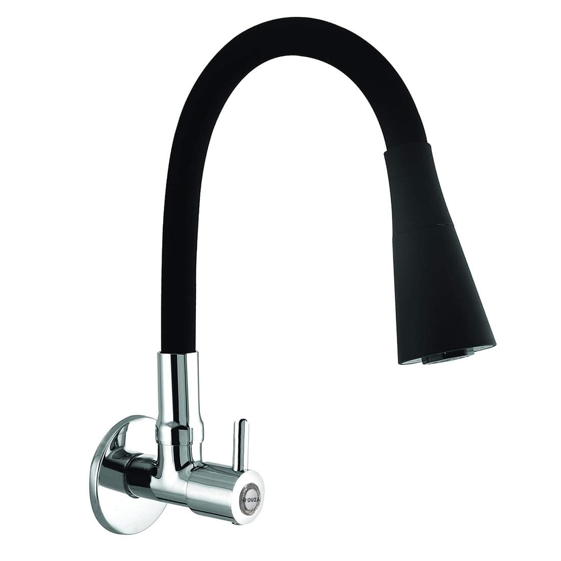 HOUZA Brass Kitchen Sink Tap Faucet with Pull Down Sprayer | Kitchen Tap with 360 Degree Flexible Silicon Swivel Spout | Water Saving Aerated Dual Flow Kitchen Faucet for Sink (Chrome Finish, Black)