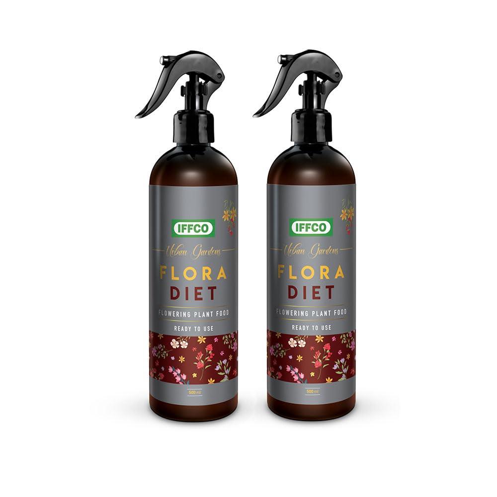 IFFCO Urban Gardens - Flora Diet - 1 Litre - Liquid Plant Food For Flower Boost in Plants - Balanced Macro Micro Nutrients & Growth Hormones for Rose, Jasmine etc - Ready-To-Use Spray