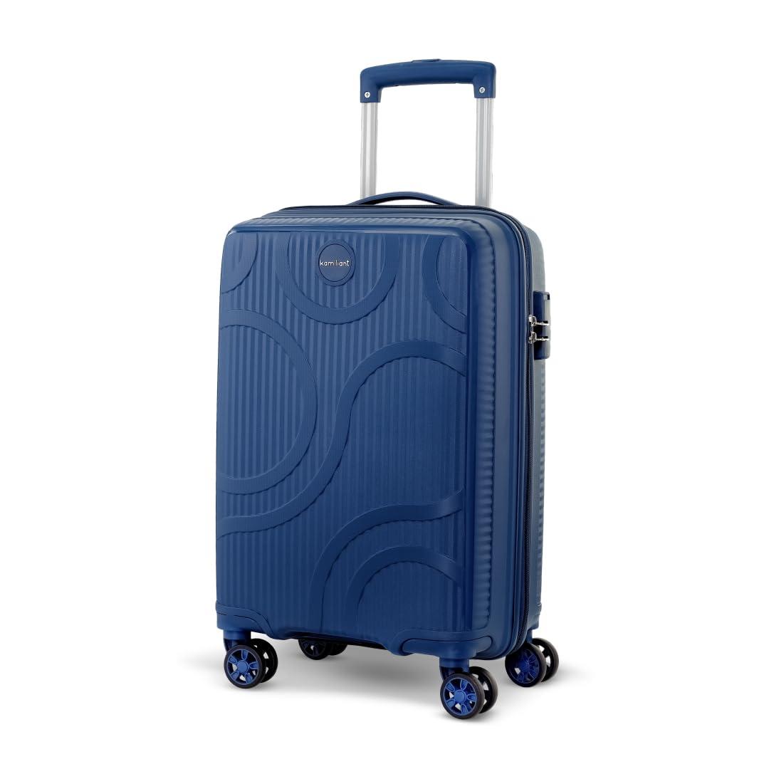 KAMILIANT by American Tourister Selva|Cabin Trolley Bag Small Size (56 cms) for Travel| Hard Case Polypropylene (PP) Suitcase|360° 8-Wheel Spinner Luggage Trolley|Combination Lock|Navy
