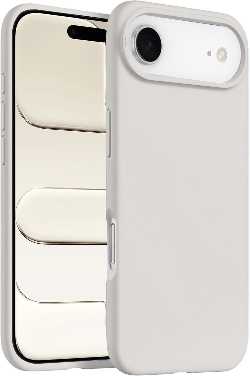 DIZORO Compatible with (iPhone 17 Air Case)(2025), Liquid Silicone 3 Layers Full Covered Soft Gel Rubber Phone Case,Shockproof Protective Cover with Anti-Scratch Microfiber Lining-Stone Grey