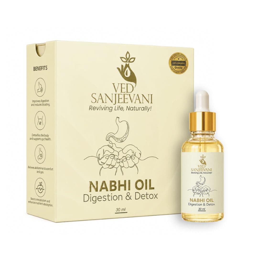 Ved Sanjeevani Digestion & Detox Nabhi Oil | Belly Button Oil with Herbal Formulation For Weight Loss | Bloating Relief, Gas, Acidity & Gut Cleanse | Heals through 72,000 Nadi Navel Therapy | 30ml