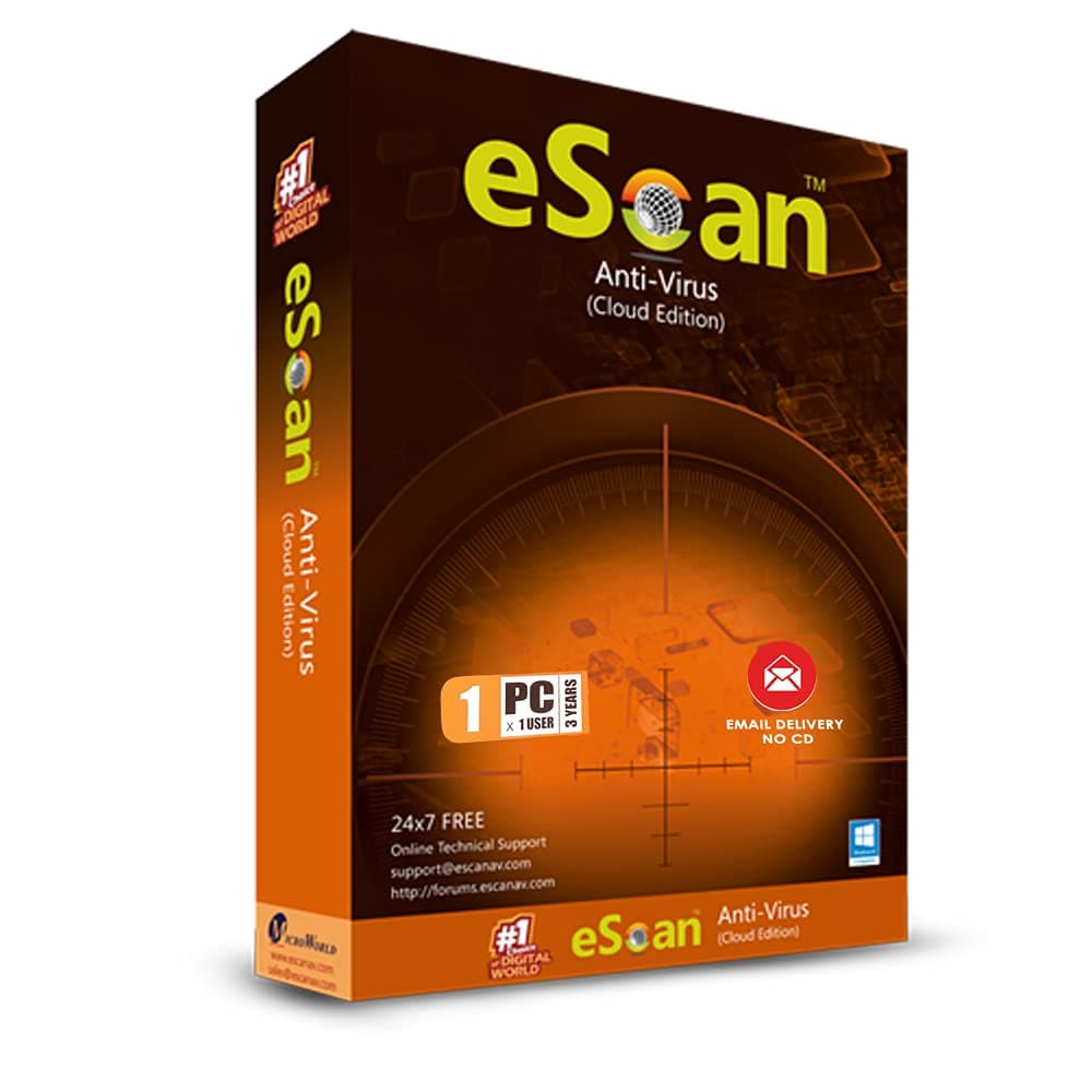 eScan 1 User 3 Year Antivirus with Cloud Security (Email Delivery - No CD)