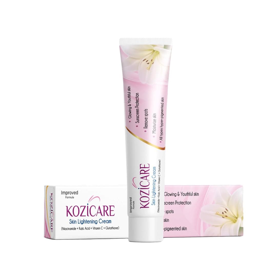 Kozicare Skin Lightening Cream | 3% Kojic Acid, 1% Glutathione, 2% Niacinamide, 1% Alpha Arbutin & 2% Vitamin C | Hyperpigmentation & Dark Spot Corrector | 15g | For Men & Women