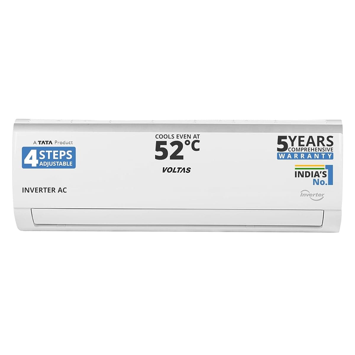 Voltas 123V CAE 1 ton 3 star,New star rated, inverter Split AC | 4-IN-1 Adjustable mode| High ambient Cooling-cools even at 52°C | Anti dust filter with Anti-microbial coating |Copper Coil |White