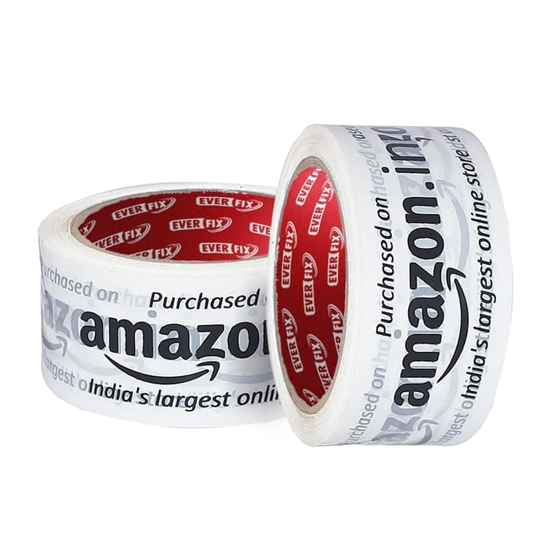 EVERFIX BOPP Packaging Amazon White Tape | Cello | 48mm / 2" Width | BOPP Industrial Packaging Tape for E-Commerce Box Packing, Office and Gift Wrapping & DIY | Pack of (36, 65 Meter)