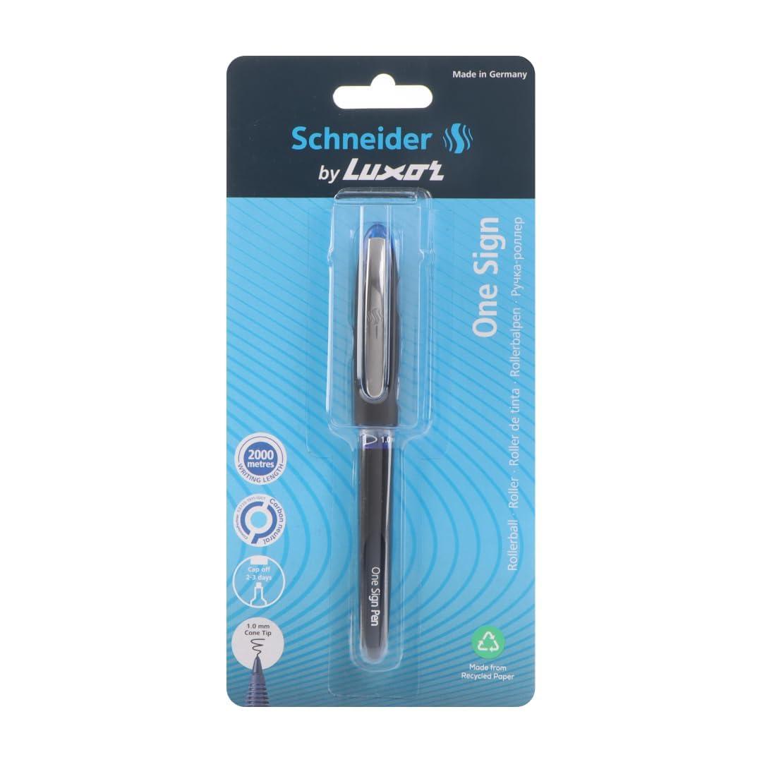 Luxor Schneider, One Sign Roller Ball Pen - Blue, 1.0 mm, 2000 mtrs writing length, Waterproof Ink, Consistent ink flow, Ideal for Professionals & Office essential
