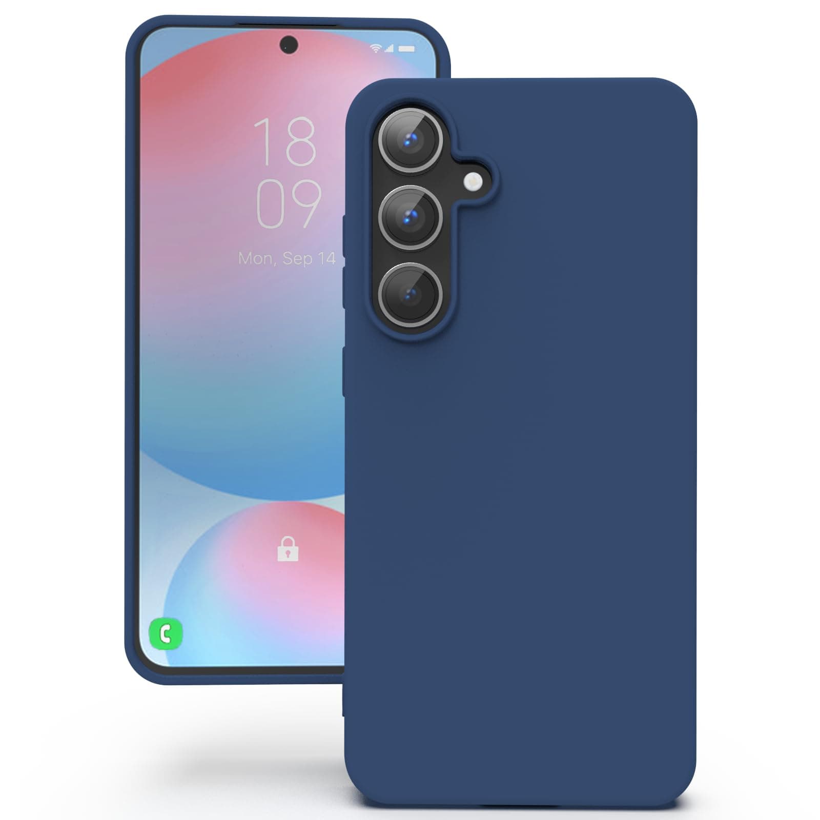 YATWIN Silicone Back Case for Samsung Galaxy S24 FE, Soft-Touch Phone Back Cover for Samsung Galaxy S24 FE - Dark Blue