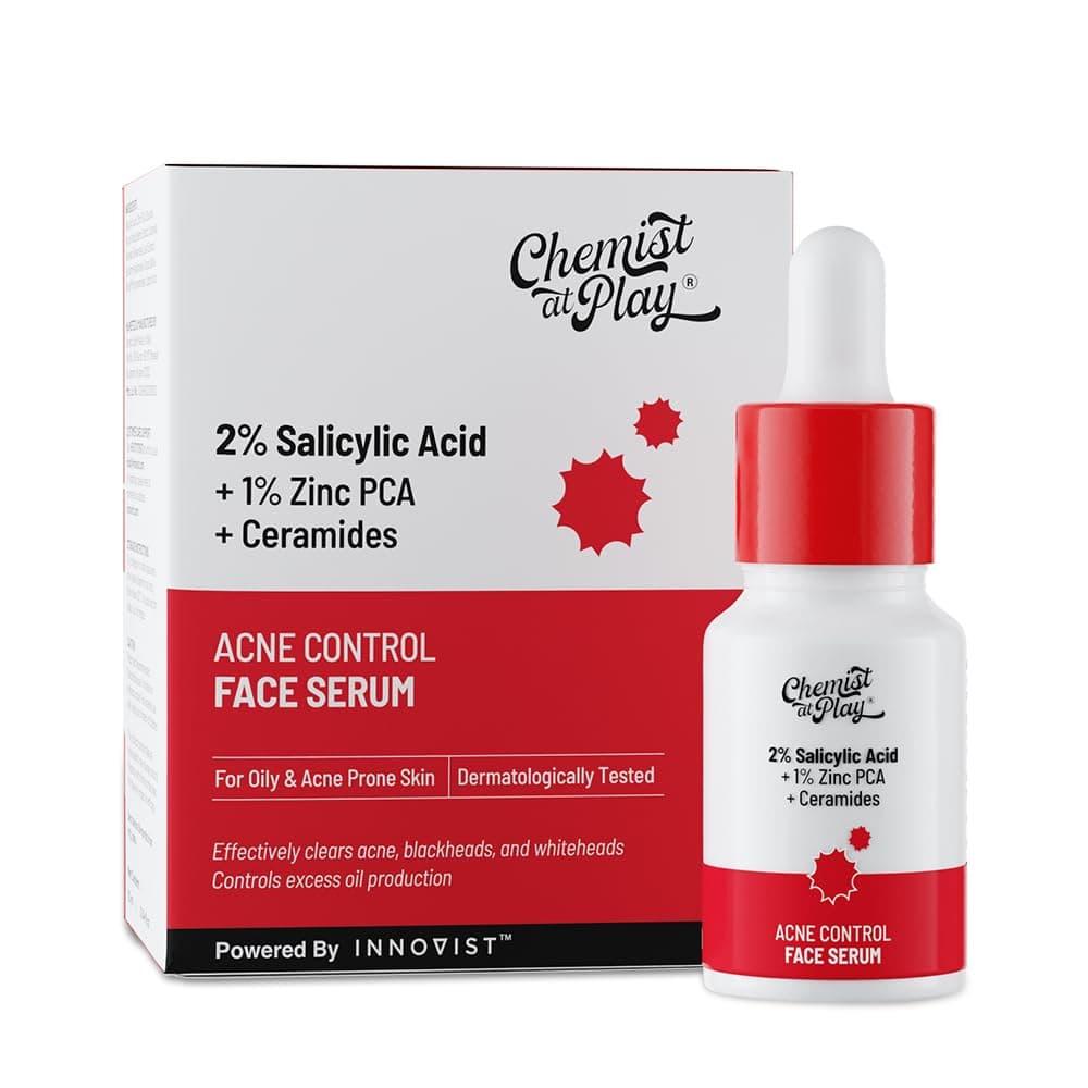 Chemist At Play 2% Salicylic Acid Face Serum for Acne | Serum for Acne and Dark Spots | Improves Skin Texture | Controls Excess Oil | Lightweight, Non-Comedogenic | For Men & Women | 10 ml