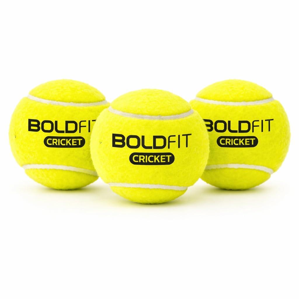 Boldfit Lightweight Rubber Tennis Balls for Court and Turf - Tournament and Cricket Ball Pack of 3