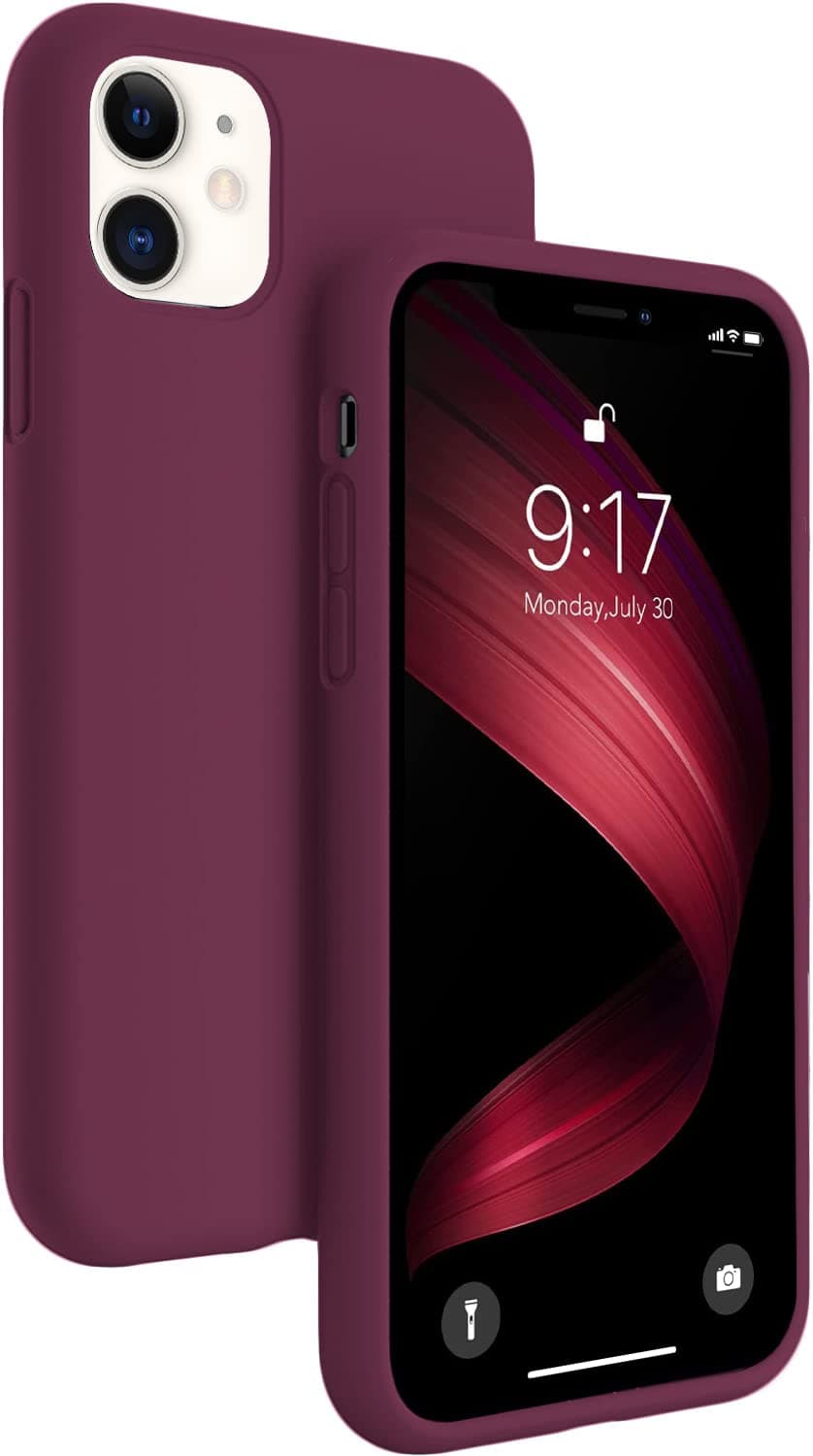 DIZORO® Microfiber Candy Case Compatible for iPhone 11 6.1 inch, Shockproof Slim Back Cover Liquid Silicone Case (Wine Red)