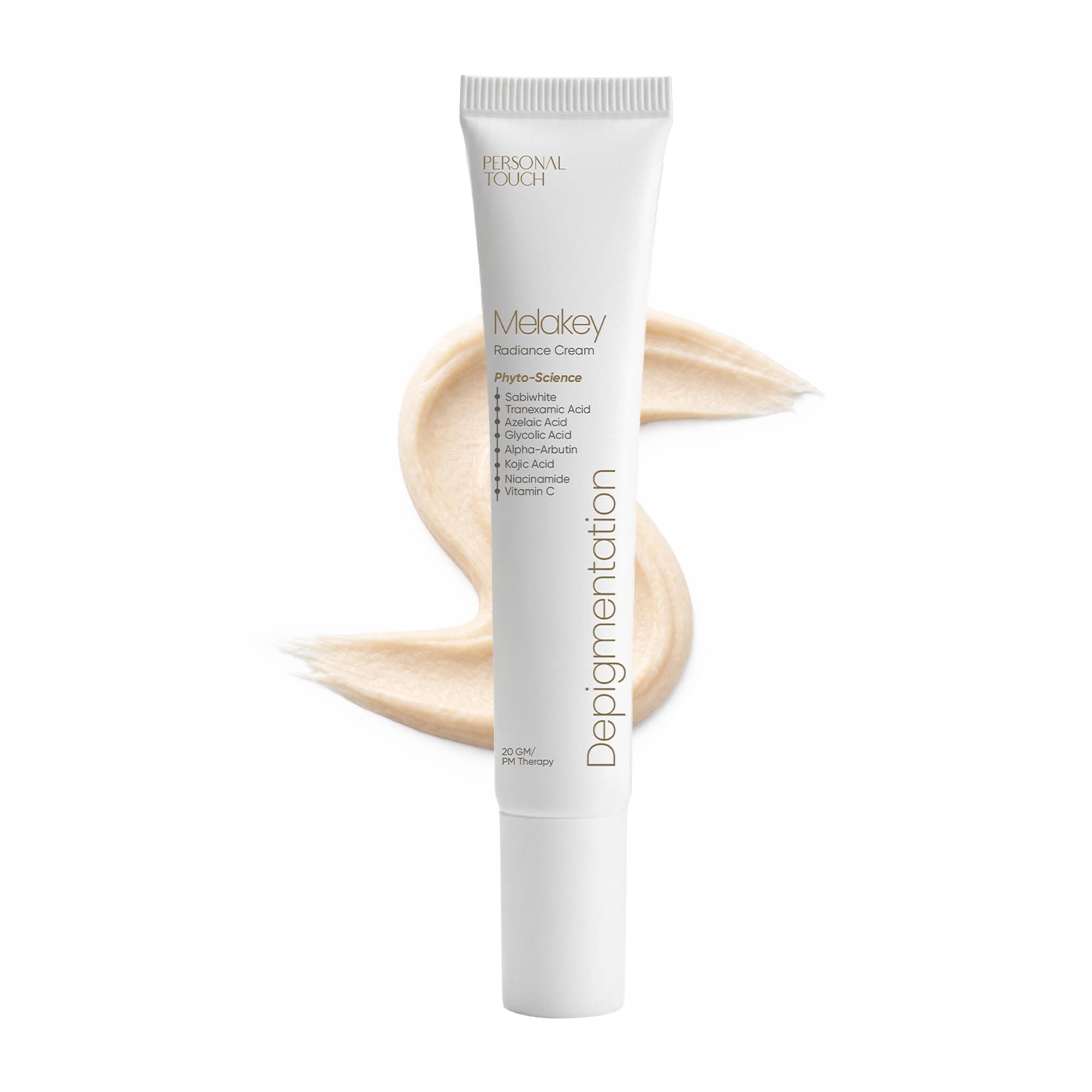 Personal Touch Melakey Radiance Cream for Hyperpigmentation & Melasma | Pigmentation Removal Cream | 5% Azelaic Acid | Dark Spot Corrector with Glycolic Acid & Niacinamide for Even Skin Tone | 20gm