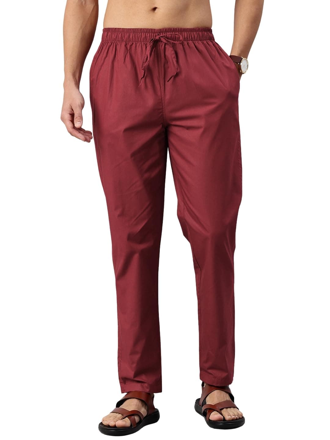 Majestic Man Pure Cotton Regular Fit Pyjama Bottom (XXXX-Large, Maroon)