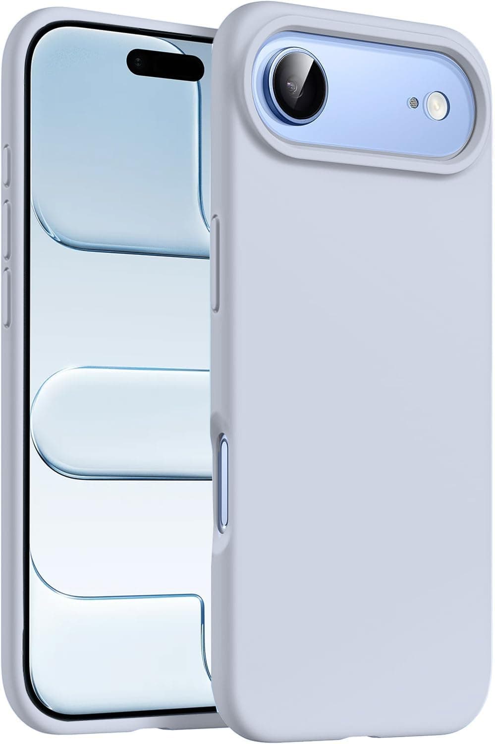 DIZORO Compatible with (iPhone 17 Air Case)(2025), Liquid Silicone 3 Layers Full Covered Soft Gel Rubber Phone Case,Shockproof Protective Cover with Anti-Scratch Microfiber Lining-Mist Blue