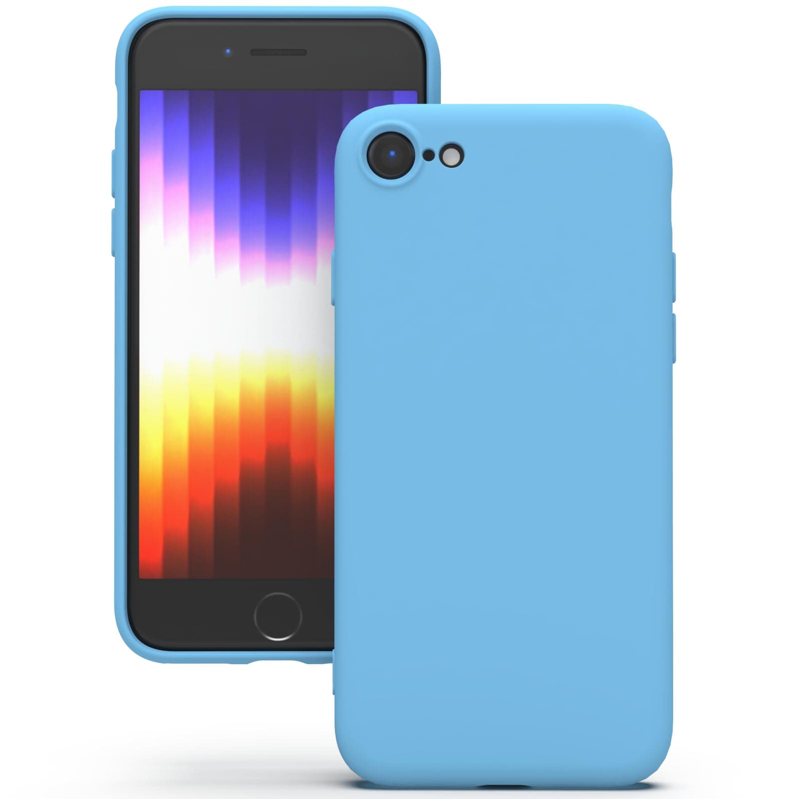 YATWIN Silicone Back Case for iPhone SE 2020/2022, iPhone 7/8, Soft-Touch Phone Back Cover for Apple iPhone SE 2nd 3rd Generation - Sky Blue