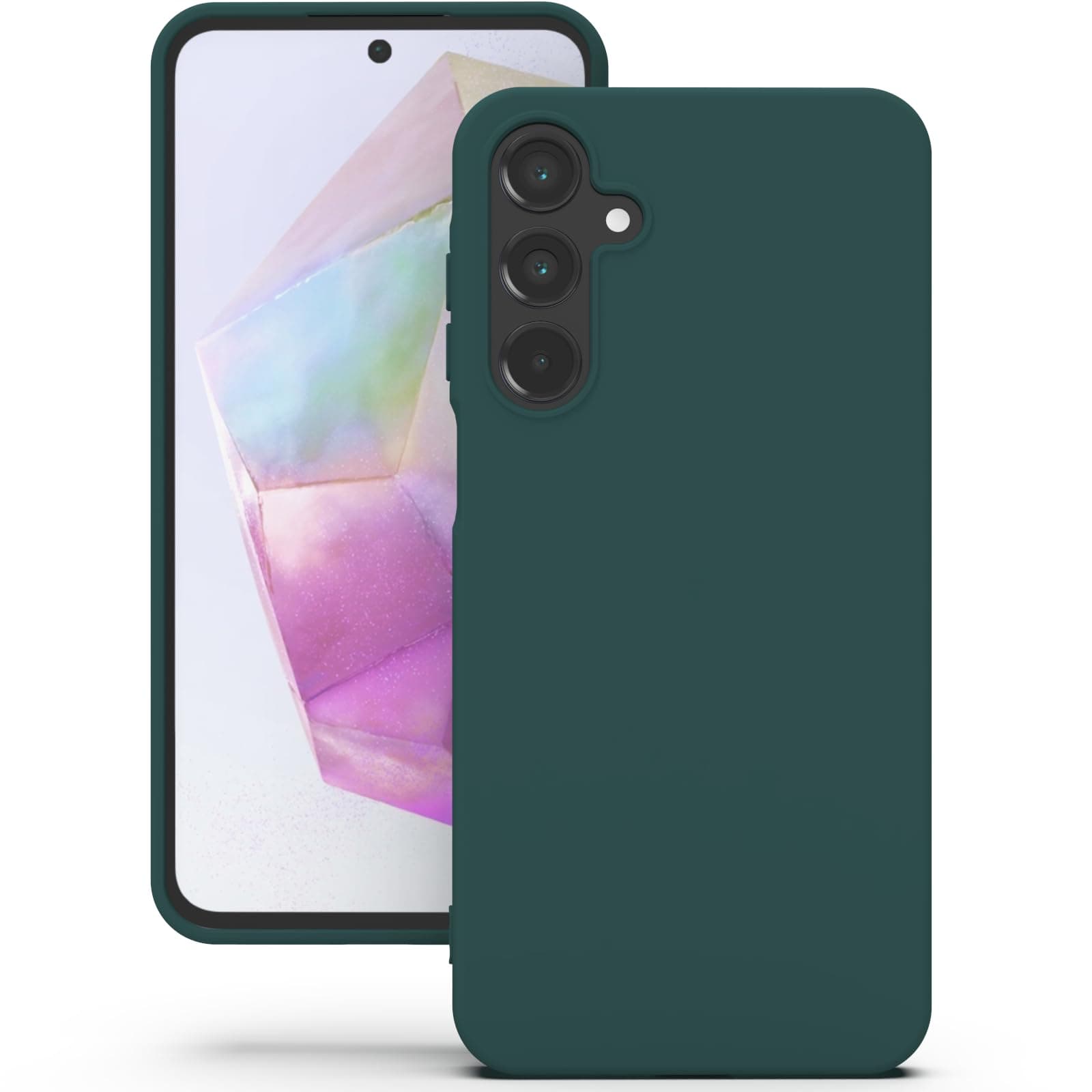 YATWIN Silicone Back Case for Samsung Galaxy A35, Soft-Touch Phone Back Cover for Samsung Galaxy A35 - Dark Green