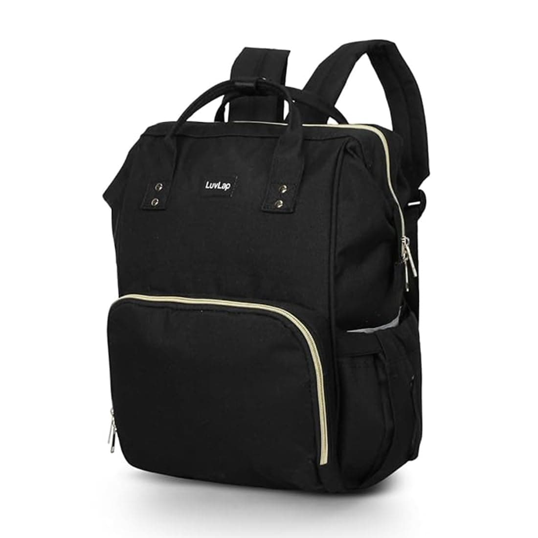 LuvLap Lily Multifunctional Waterproof Diaper Bag for Mothers for Travel, Mother Travelling Bag, Backpack Cum Tote bag for Mothers, 24L Large storage capacity with 15 pockets (Black)