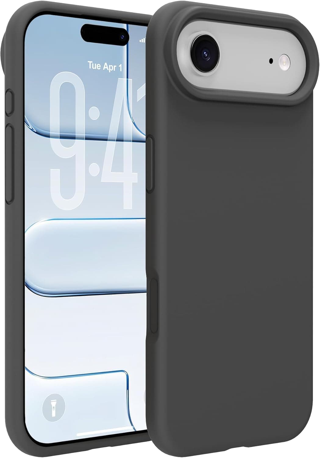 DIZORO Compatible with (iPhone 17 Air Case)(2025), Liquid Silicone 3 Layers Full Covered Soft Gel Rubber Phone Case,Shockproof Protective Cover with Anti-Scratch Microfiber Lining-Dark Grey