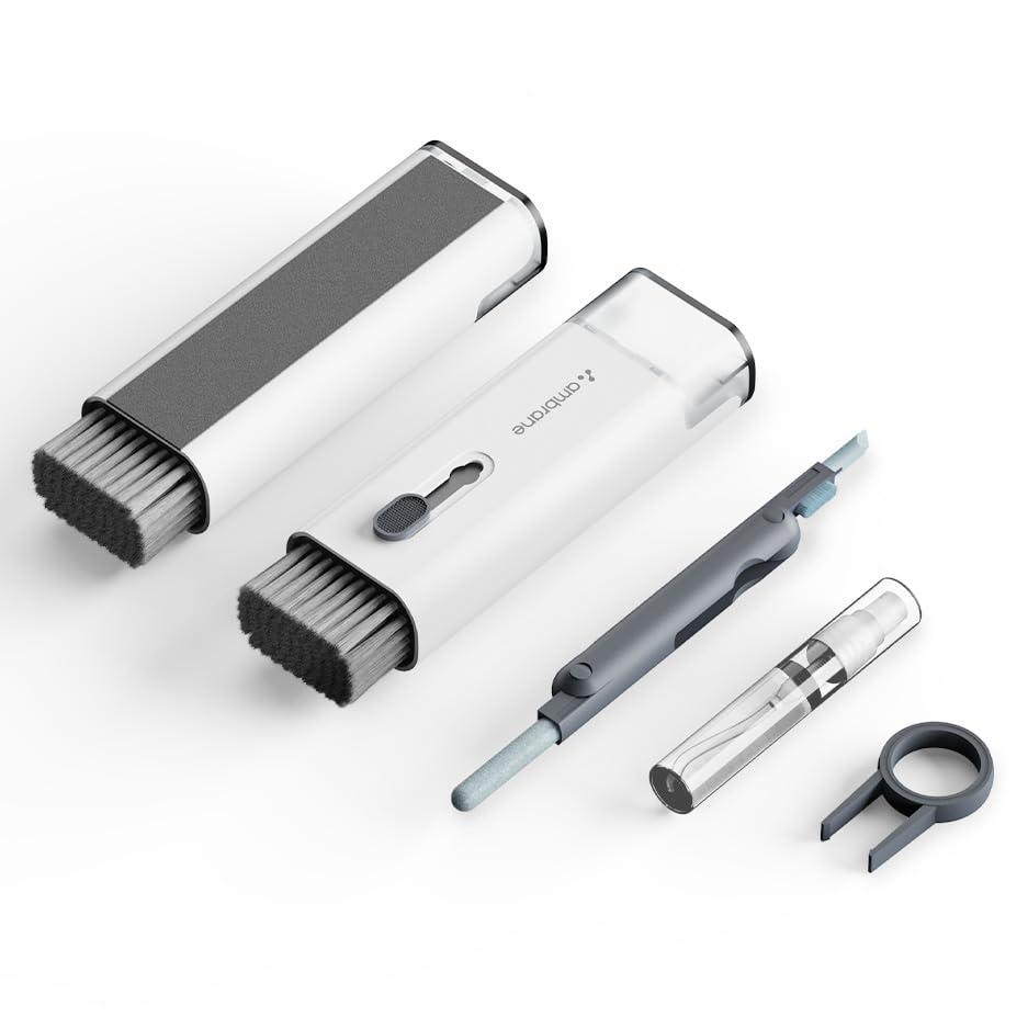 Ambrane 7-in-1 Cleaning Kit All-in-One Keyboard Cleaning Kit with Brush & Cleaner for Bluetooth,AirPods,Laptop,Tablet,Phone,iPad,Smartwatch,MacBook,Earbuds & PC Accessories (ACK-02 White) USB Type C