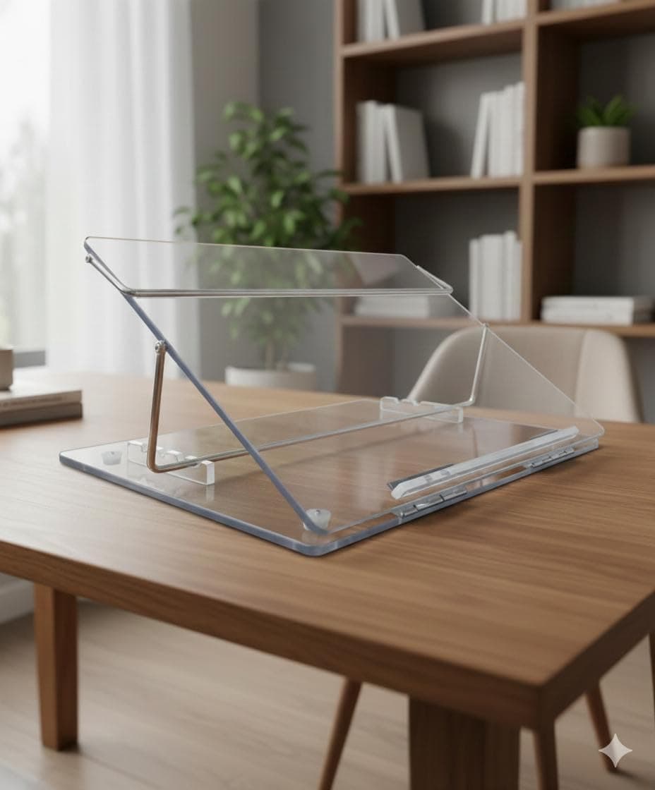 LUVYANSH Table Top Elevator(P.S Sheet 7m.m Small Size 12*16 Inches)Adjustable In-Line Document Holder Ergonomic Slanted Writing and Reading Stand for Desktop,Transparent Clear(Tablet & Laptop Stand)