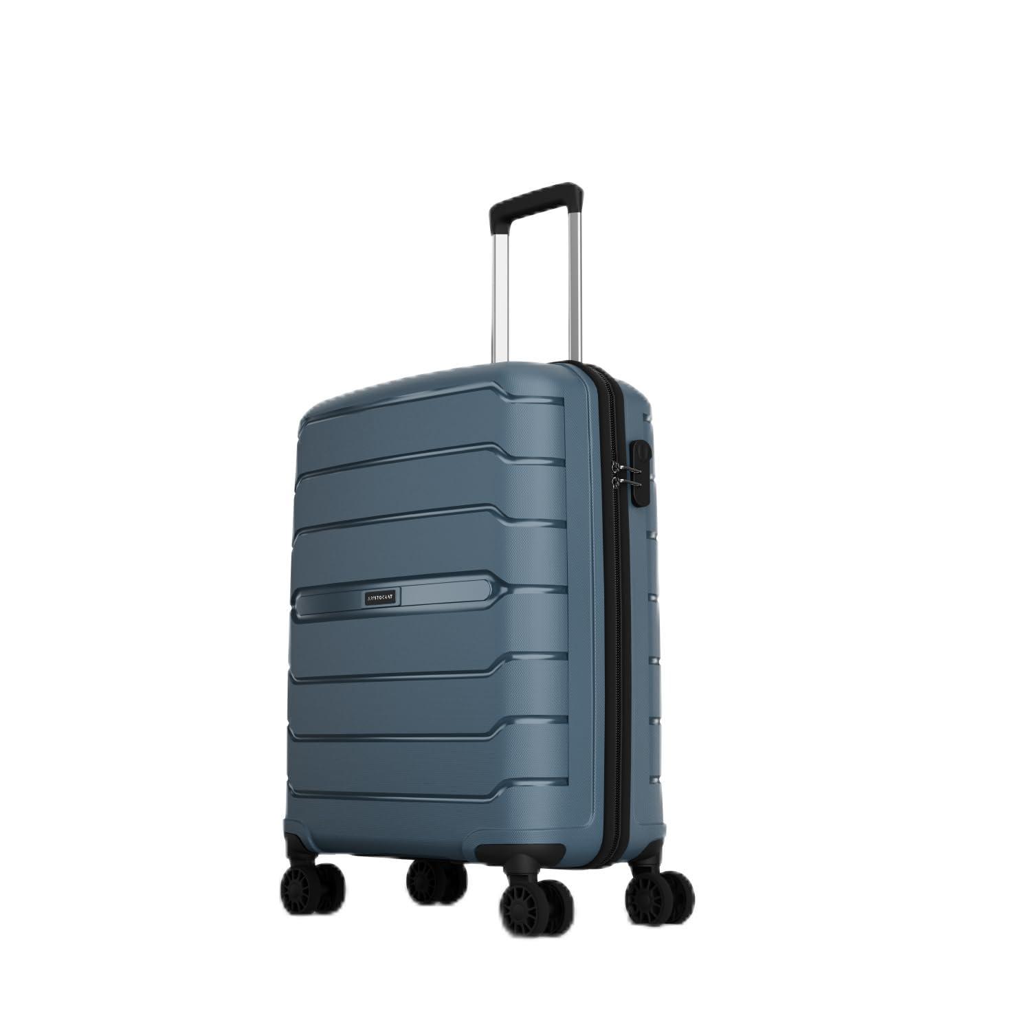 Aristocrat Liberty 8 Wheel Cabin (Small Size) Hard Case Trolley Bag, Lightweight Polypropylene Luggage, 58 CM, Combination Lock, Travel-Friendly, for Men & Women, 3-Yr Global Warranty, Spanish Blue