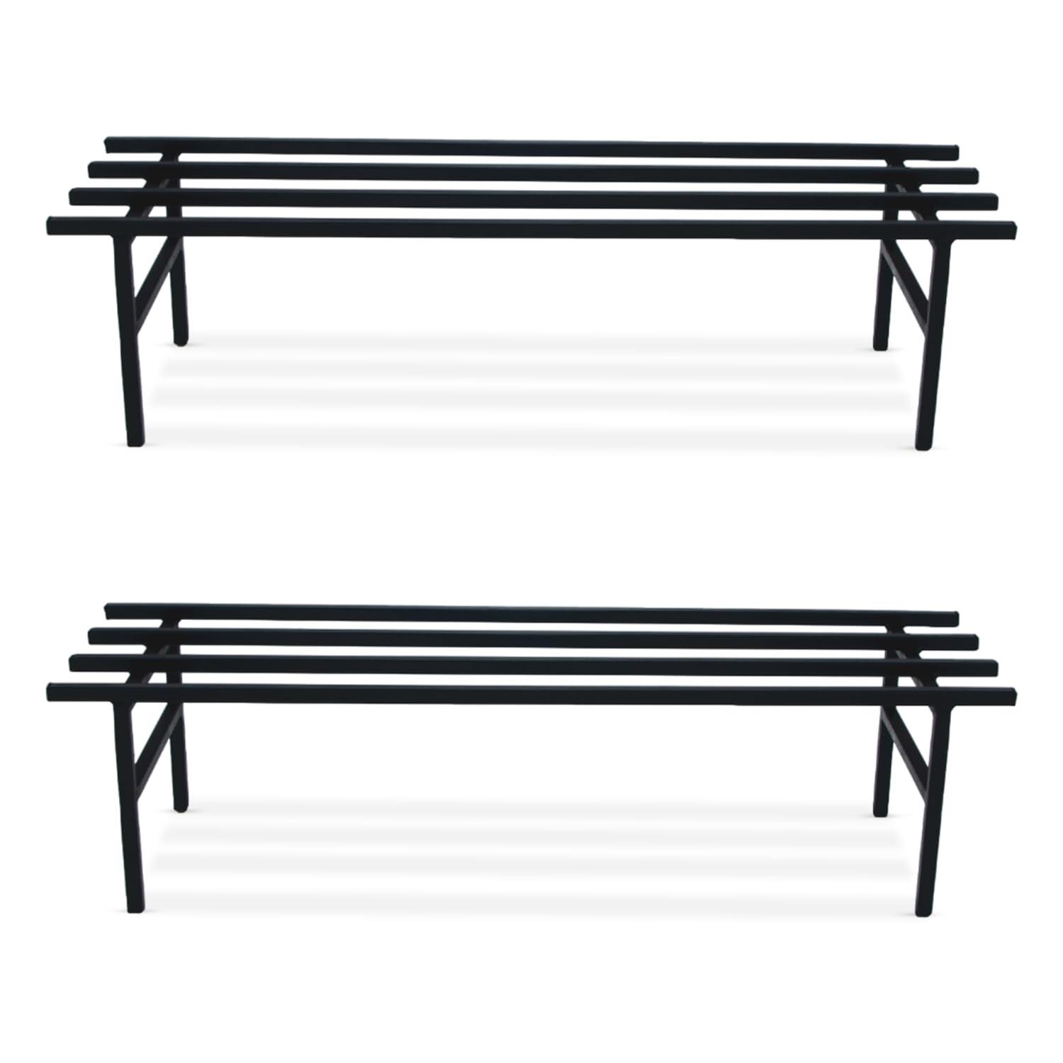 BonKaso Heavy Duty Rectangle Plant Stand: 76x24x18 cm, Black - Set of 2, Modern Design for Indoor & Outdoor Use, Sturdy, Anti-Rust Planter Stand for Garden, Balcony, Patio
