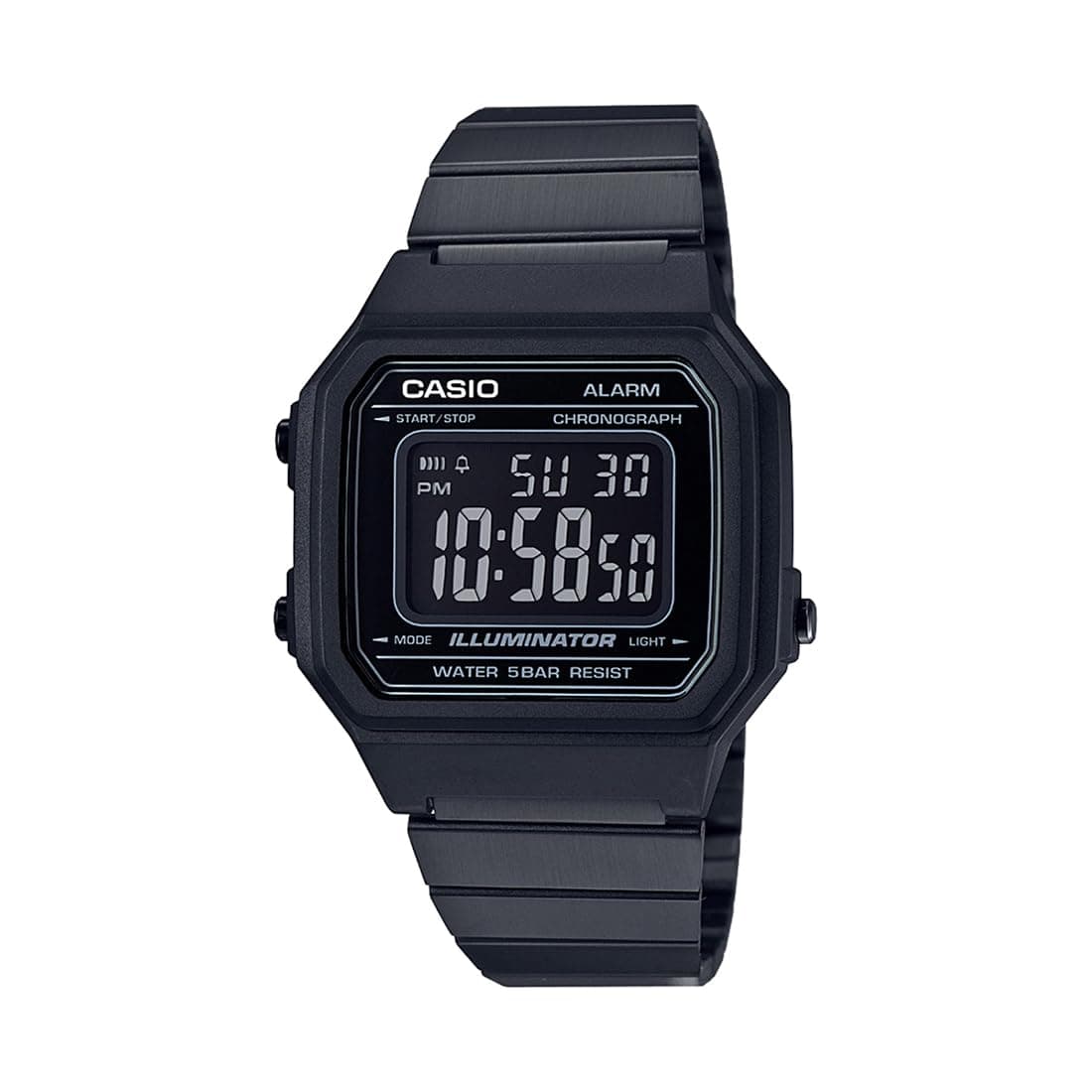 Casio Unisex-Adult Vintage B650WB-1BDF Black Digital Dial Black Stainless Steel Band D199