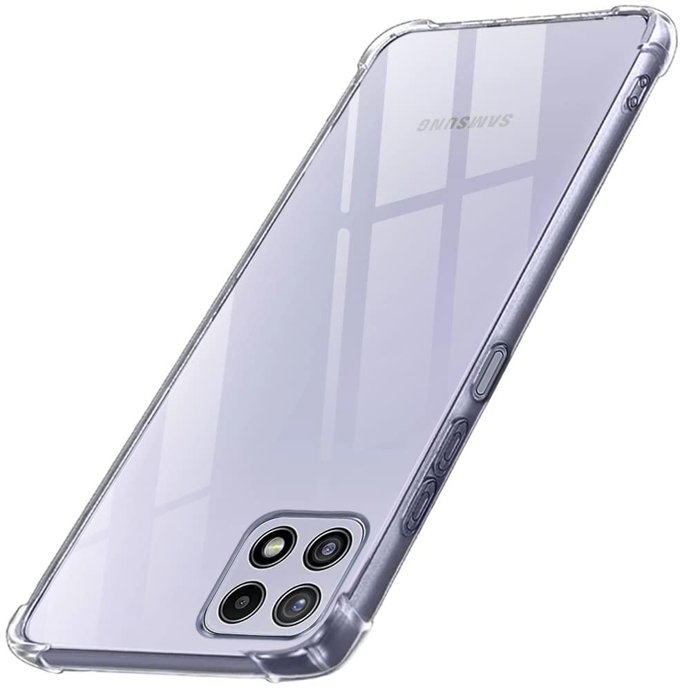 TheGiftKart Shockproof Clear Back Cover Case for Samsung Galaxy F42 5G / A22 5G | 360 Degree Protection | Hard Transparent Back Cover Case for Samsung F42 5G / A22 5G (PC & TPU, Transparent Bumper)