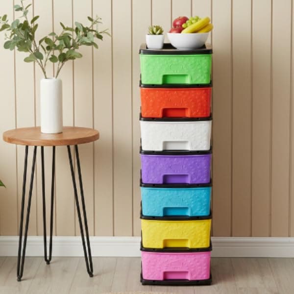 Smarttex™ Plastic Modular Drawer Storage Chest Of Drawers Organizer Storage Box, Large Stomo Racks For Multipurpose Anti-slip Shoes Organizers (Multi, 7 Layer)