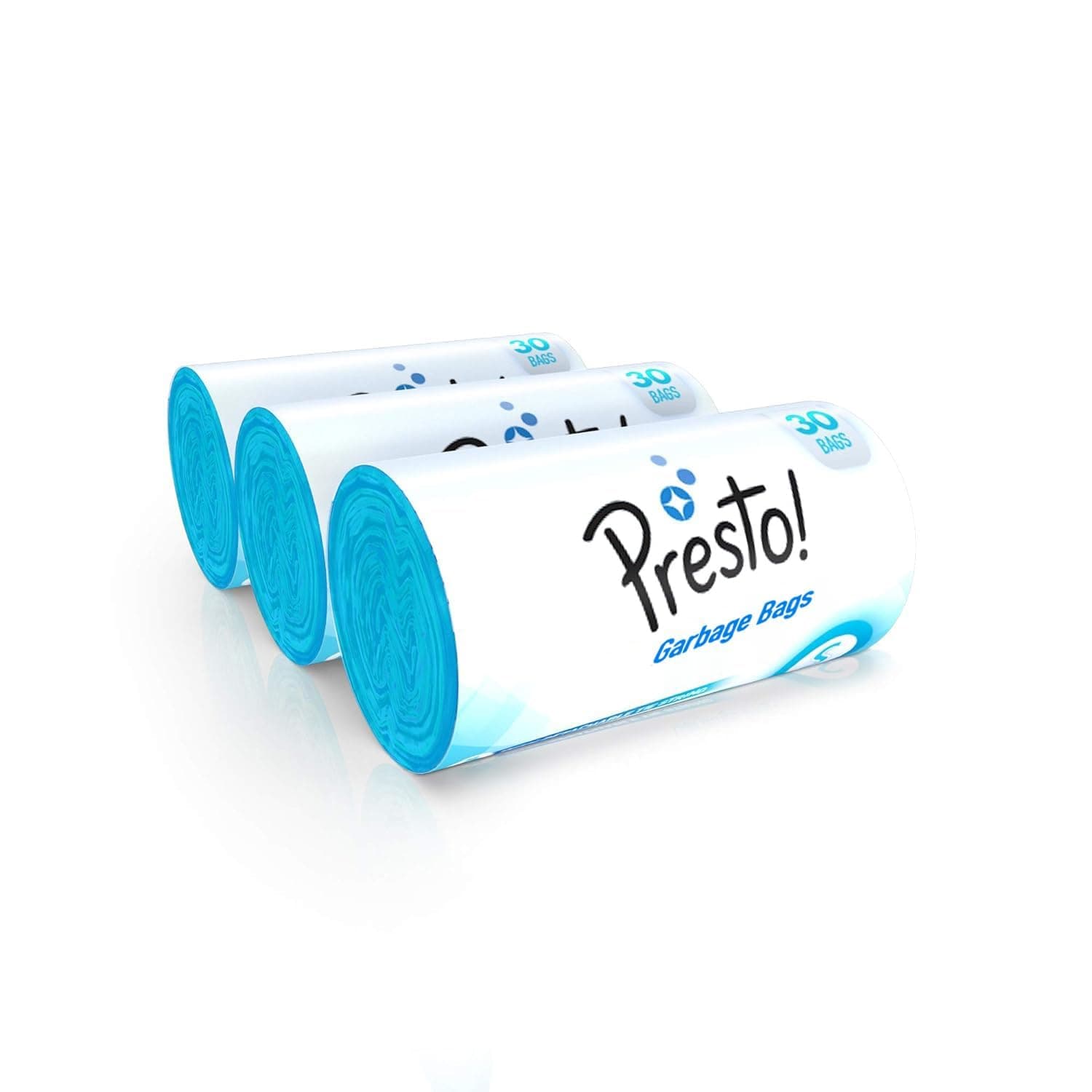 Amazon Brand - Presto! Garbage Bags | Small | 90 Count | 30 Bags X 3 Rolls | 17 X 19 Inches | For Dry Waste | Blue