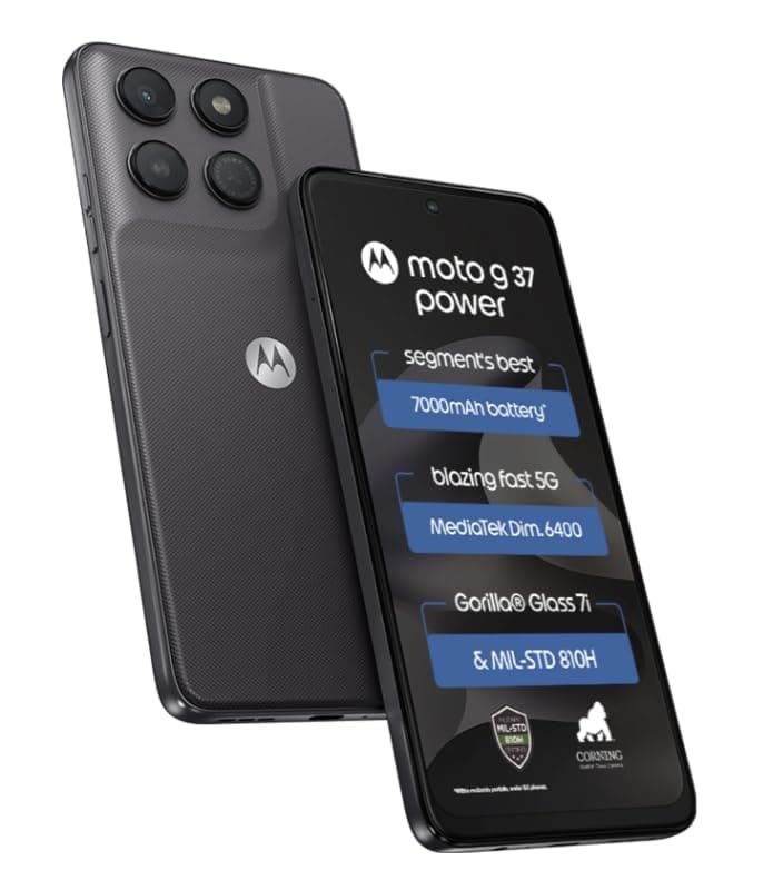 Motorola Moto g37 Power 5G (Pantone Impenetrable, 128GB Storage, 8GB RAM) | 6.67-inch HD+ 120Hz Display | Dimensity 6400 | 50MP Camera | 7000mAh Battery | 30W Charging