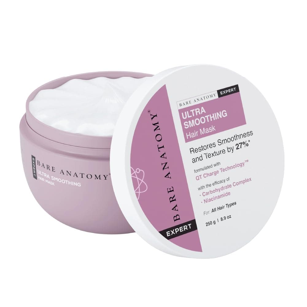 Bare Anatomy Ultra Smoothing Hair Mask For Dry & Frizzy Hair | Restores Smoothness & Texture by 27% | Powered By Carbohydrate Complex & Niacinamide | For Women & Men | SLS & Paraben Free | 250gm