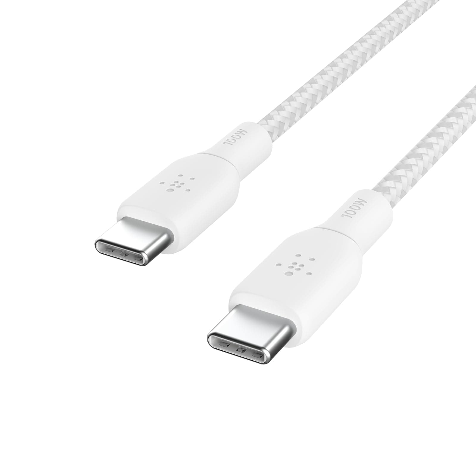 Belkin USB-IF Certified Braided Smartphone USB Cable 100 W USB-C To USB-C (Type C) Charge Cable, 6.6 Feet / 2M, White