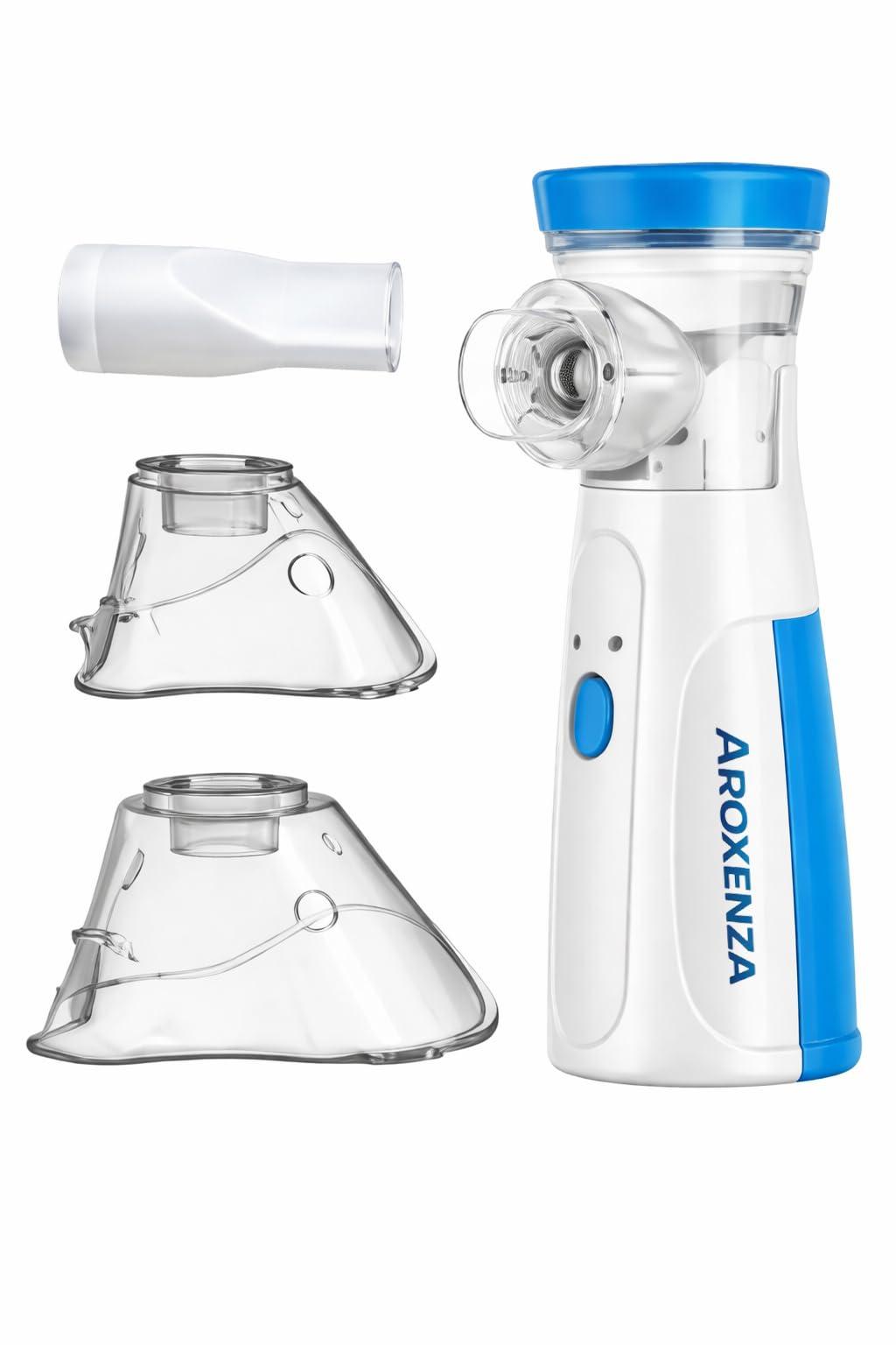 Aroxenza Portable Mesh Nebulizer for Adults & Kids | Silent Nebulizer Machine with Fine Mist | USB Rechargeable | Compact Breathing Therapy Device