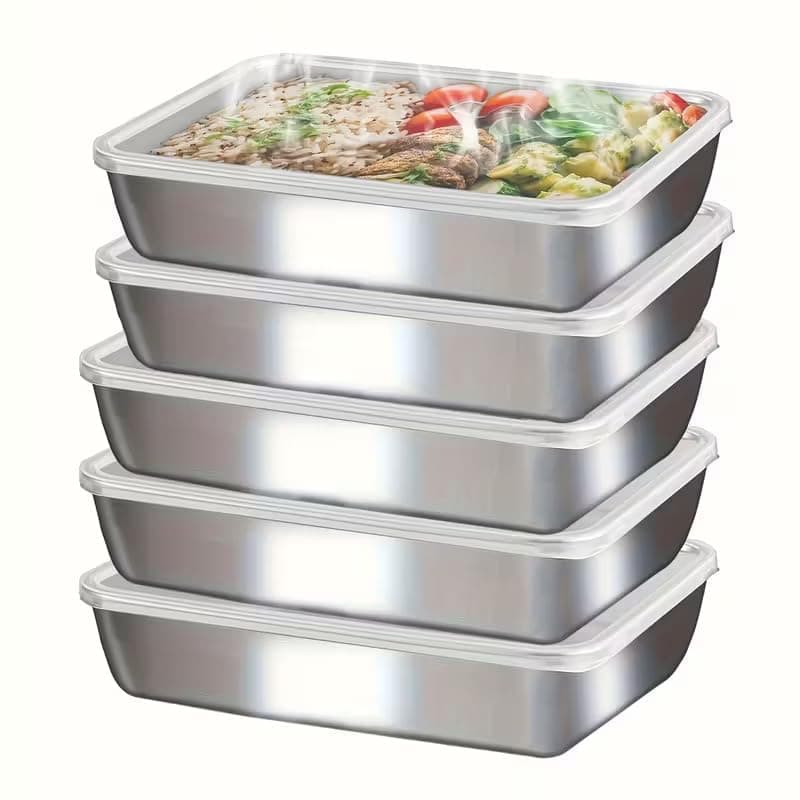 DORPUT 2000ML Stainless Steel Food Storage Container with Transparent Lid | Multipurpose Serving, Baking & Storage Tray | Microwave, Oven, Freezer & Dishwasher Safe | Ideal for Kitchen & Fridge - 5