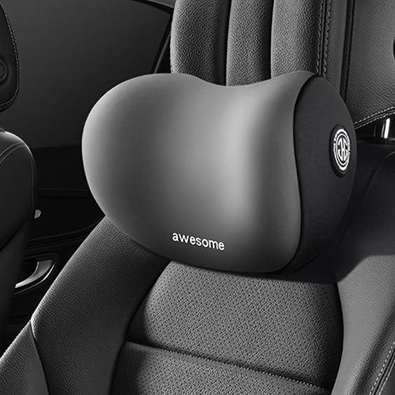New Car Neck Pillow Car Seat Back Head Rest Memory Foam Pillow for Driving with Adjustable Strap Removable Breathable Cover Neck Pain Relief for Long Drive (Pack of 1) (Grey)