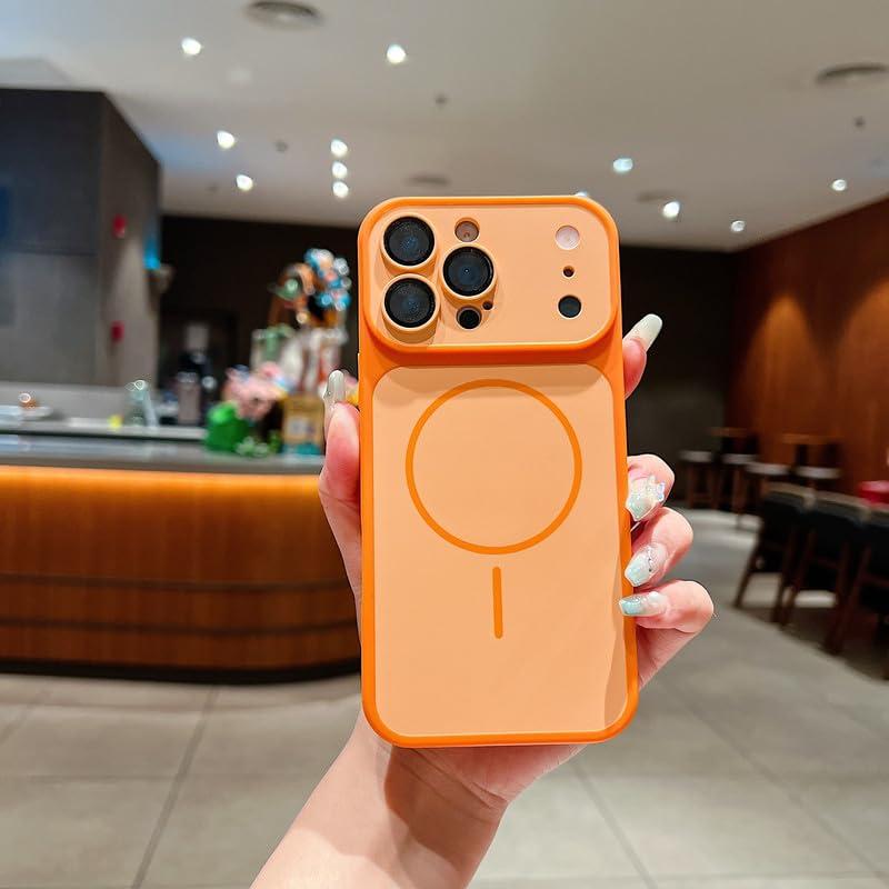 LuxuryKase Magnetic Converter Case for iPhone 16 Pro | Built-in Camera Lens Protection | iPhone 17 Pro Series Inspired Camera Design | MagSafe Compatible | Dual-Tone Colour Finish - Orange