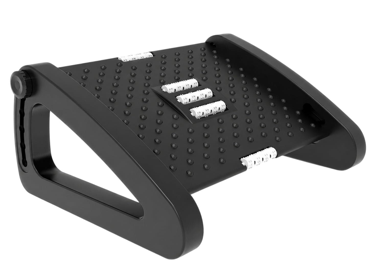 TechHark® Adjustable Footrest with Massage Surface, Ergonomic Design for Office and Home Under Desk Foot Rest, Height Adjustable, Black(6-Month Warranty)