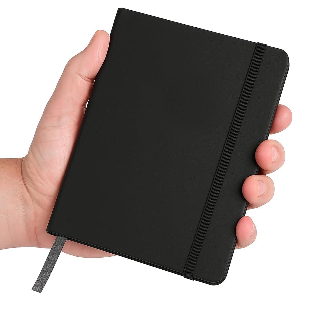 AccuPrints A6 Hard Bound Diary Size 6 x 4.2 inches with 160 Pages | Notebook Diary with Elastic Lock PU Leather Pocket Diary for Office (Black)