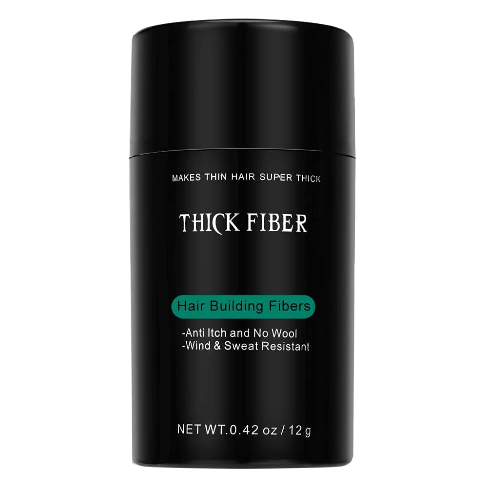 THICK FIBER Fibers for Thinning Hair & Bald Spots – Conceals Hair Loss in Seconds – Volume Powder for Women & Men (Black, 12 g (Pack of 1))