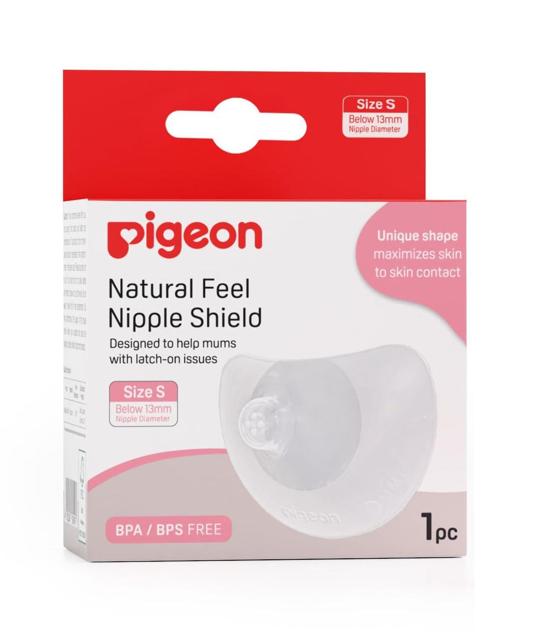 Pigeon Natural Feel Silicone Nipple Shield Size 1 (Below 13 mm) | Ultra Soft BPA & BPS Free | Butterfly Shape for Easy Latch | Ideal for Flat & Inverted Nipples | Comfortable Breastfeeding Support