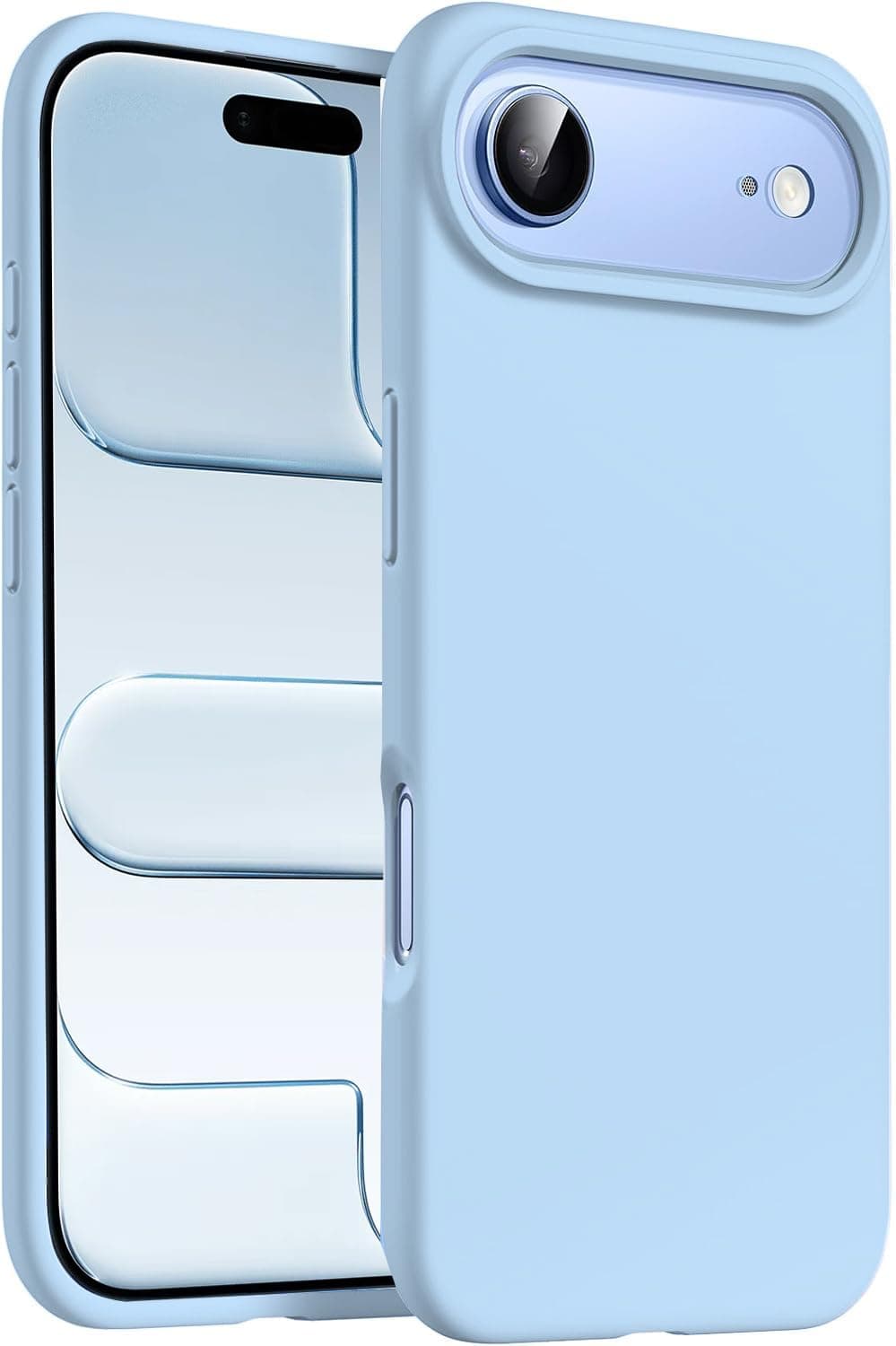 DIZORO Compatible with (iPhone 17 Air Case)(2025), Liquid Silicone 3 Layers Full Covered Soft Gel Rubber Phone Case,Shockproof Protective Cover with Anti-Scratch Microfiber Lining-Ice Blue
