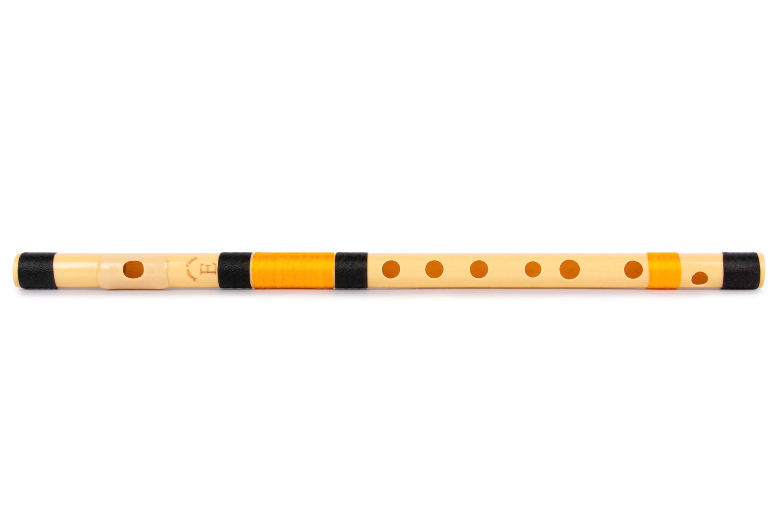 Radhe Flutes | E Natural Right Handed Middle Bansuri | Black & Orange | Tuned With Tanpura A=440Hz | PVC Flute + Hindi & English Flute Lessons