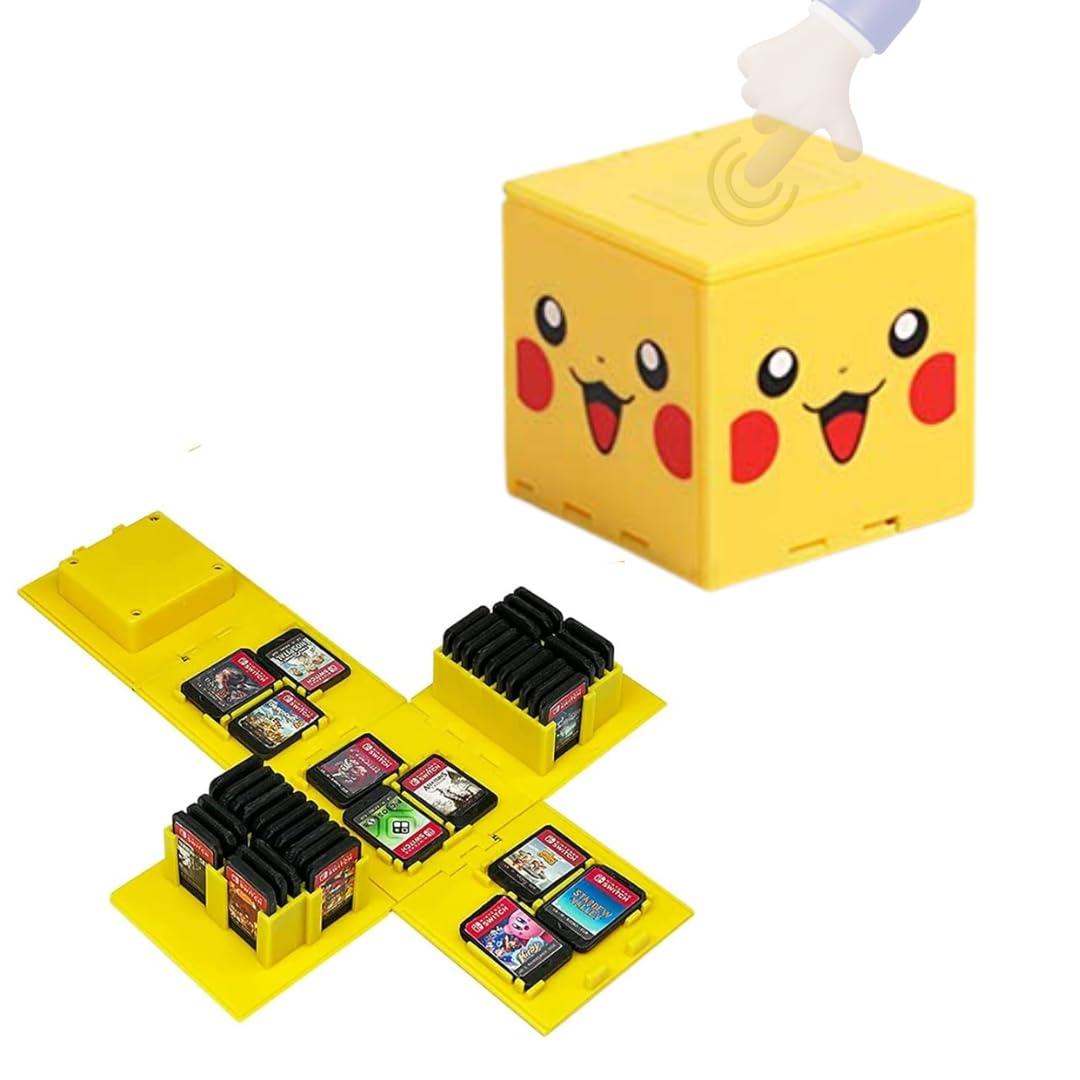TMG Game Card Case Compatible with Switch, Extra Large Capacity Switch Game Case,Upgraded 41 Slots Switch Game Card Storage Box,Press to Unfold Fun Switch Card Case (P Yellow)