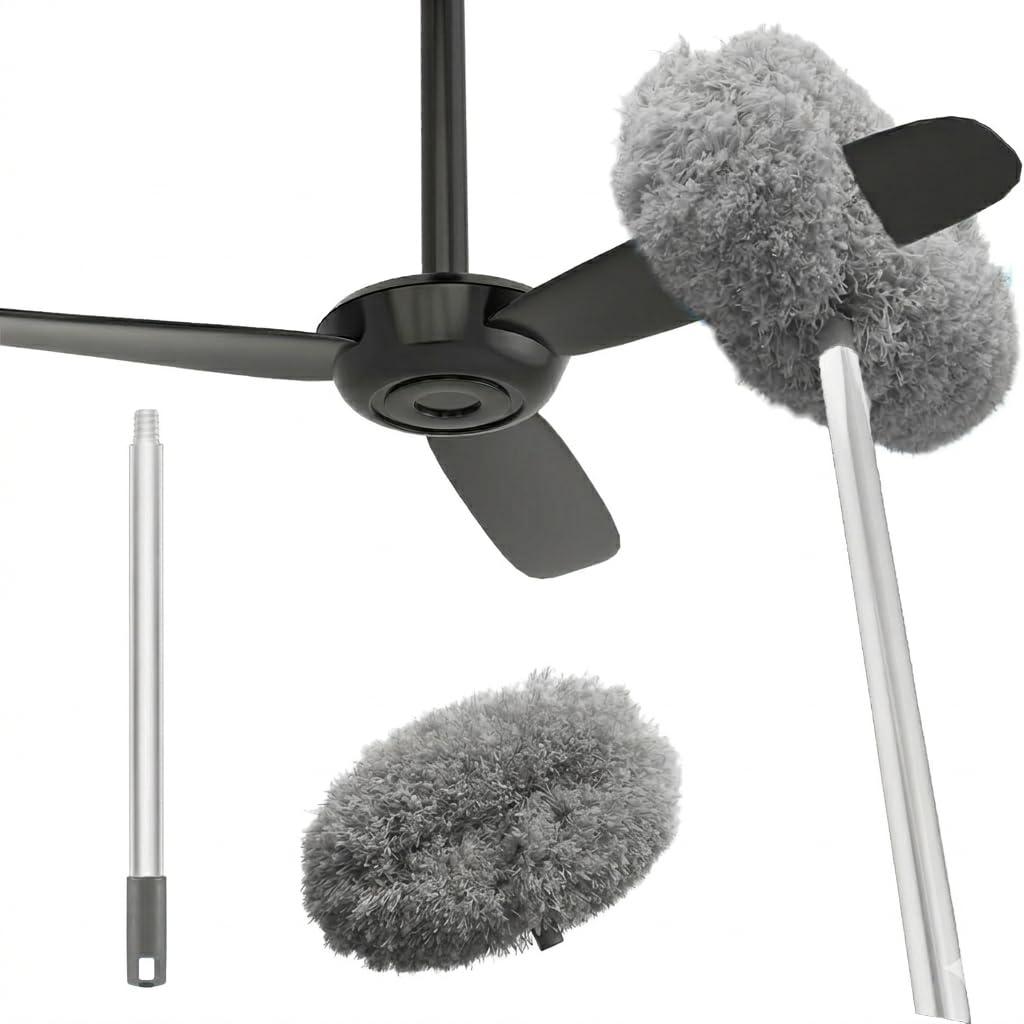 Senvox 30 inch Long Handle Fan Cleaner Brush | Washable, Custom Shapable & Flexible Feather Ceiling Duster | Microfiber Dust Cleaner for Home, Kitchen, Car
