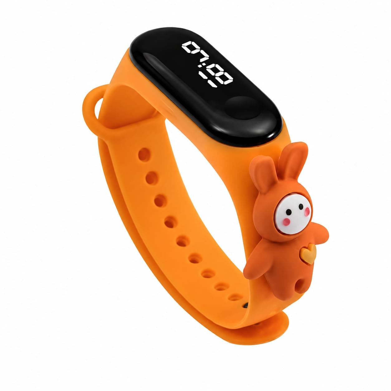 KIDDICINE Kids Digital LED Watch for Boys & Girls Waterproof Cartoon Character Wrist Watch with Adjustable Soft Silicone Band Cute Fashion Electronic Watch for Children (Orange Rabbit)